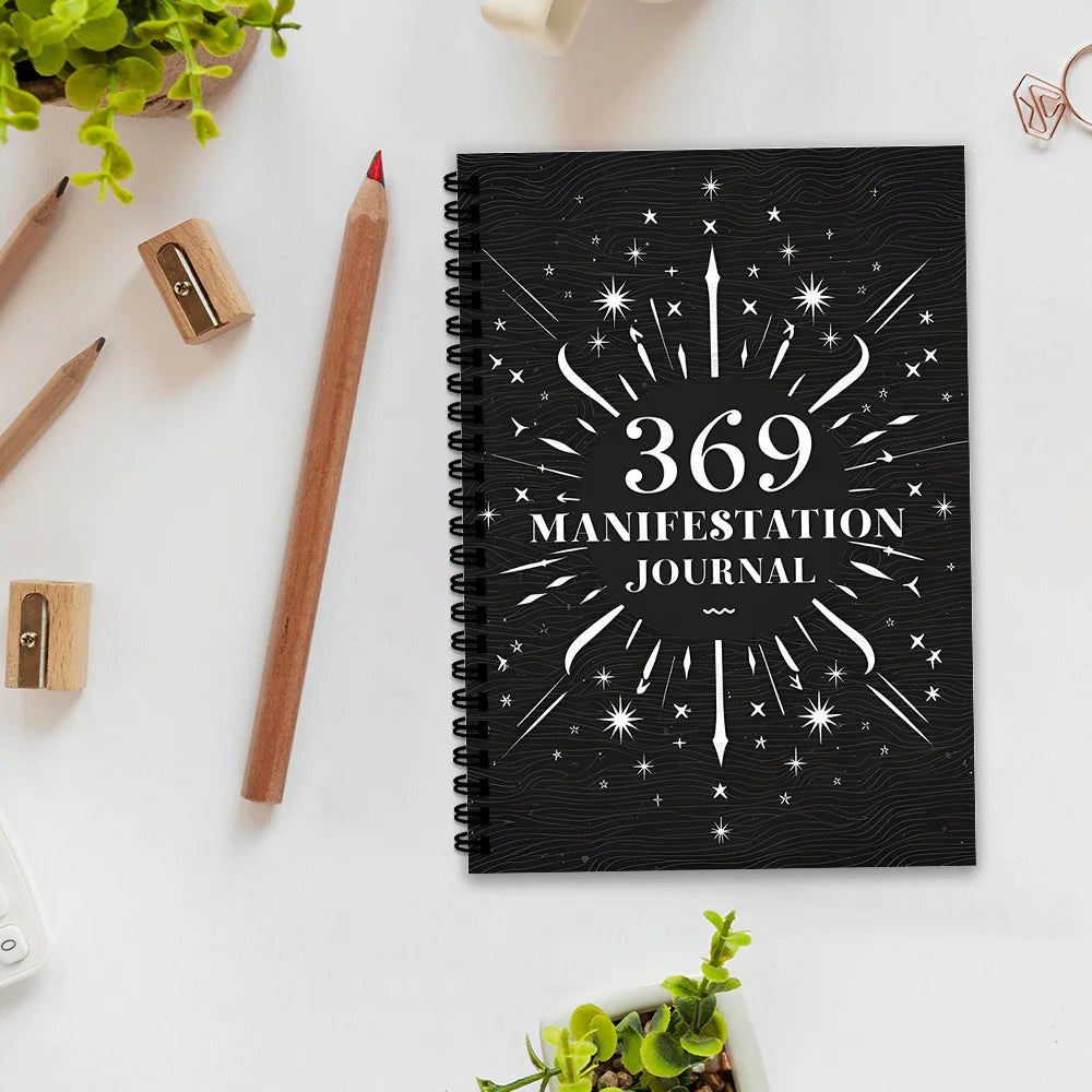 369 Manifestation Spiral Journal – Black & White Minimalist Notebook