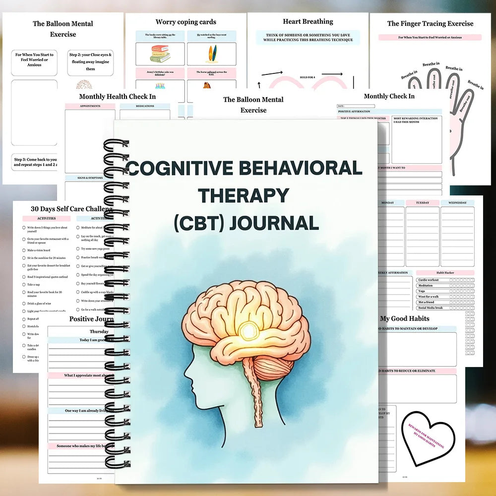 CBT Therapy Journal – Emotional Wellness Spiral Notebook