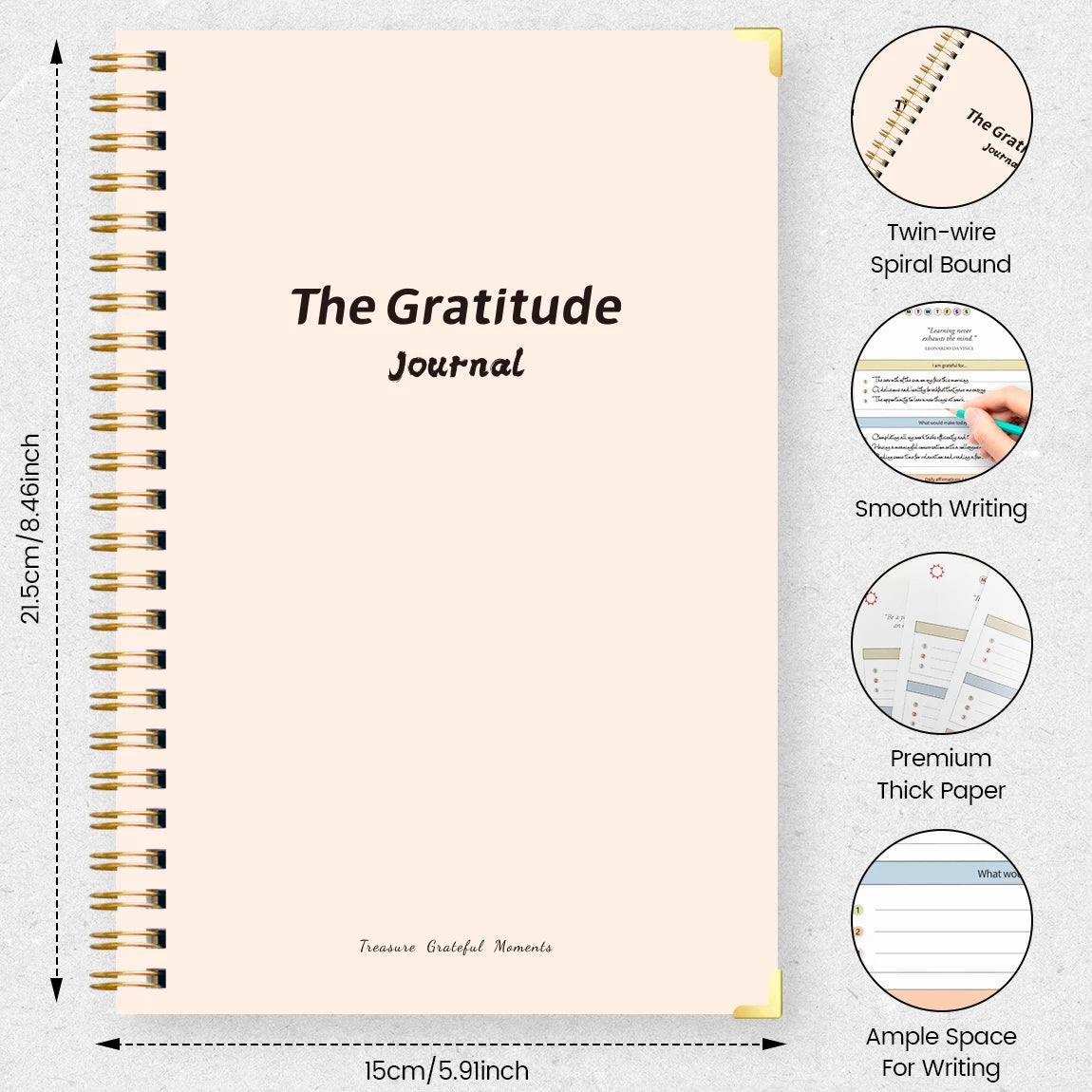 A5 Gratitude Journal – Mindfulness & Mood Tracker Spiral Notebook