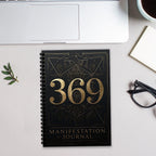 369 Manifestation Journal – Black & Gold Geometric Spiral Notebook