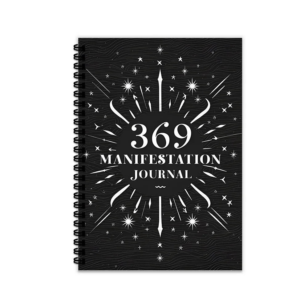 369 Manifestation Spiral Journal – Black & White Minimalist Notebook