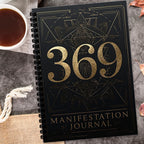 369 Manifestation Journal – Black & Gold Geometric Spiral Notebook