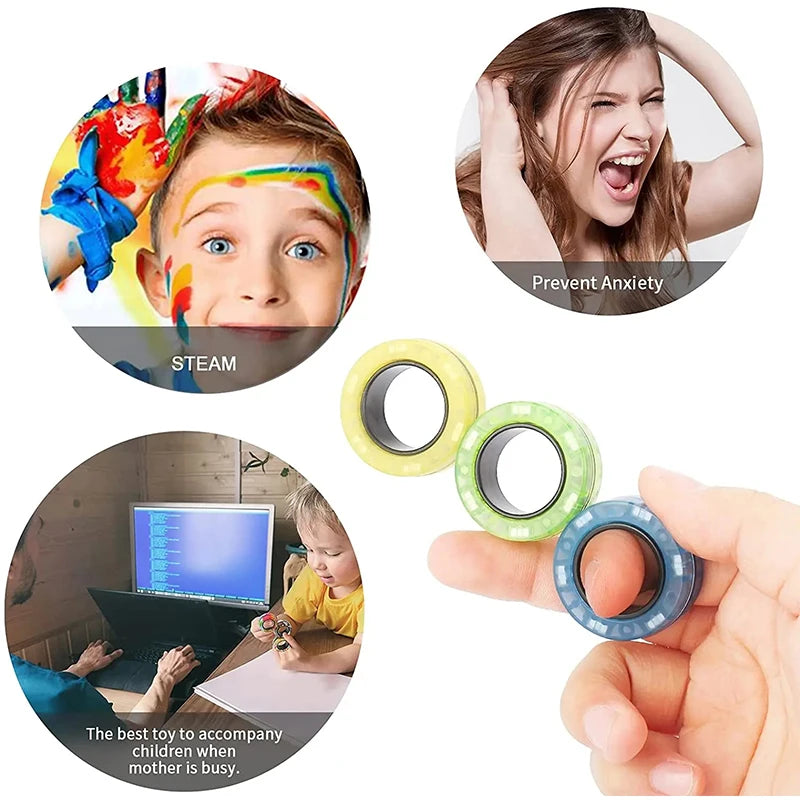 Magnetic Fidget Rings Set – Spinner & Stress Relief Toy for Teens & Adults (3PCS)