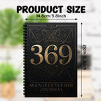 369 Manifestation Journal – Black & Gold Geometric Spiral Notebook