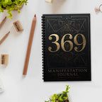 369 Manifestation Journal – Black & Gold Geometric Spiral Notebook