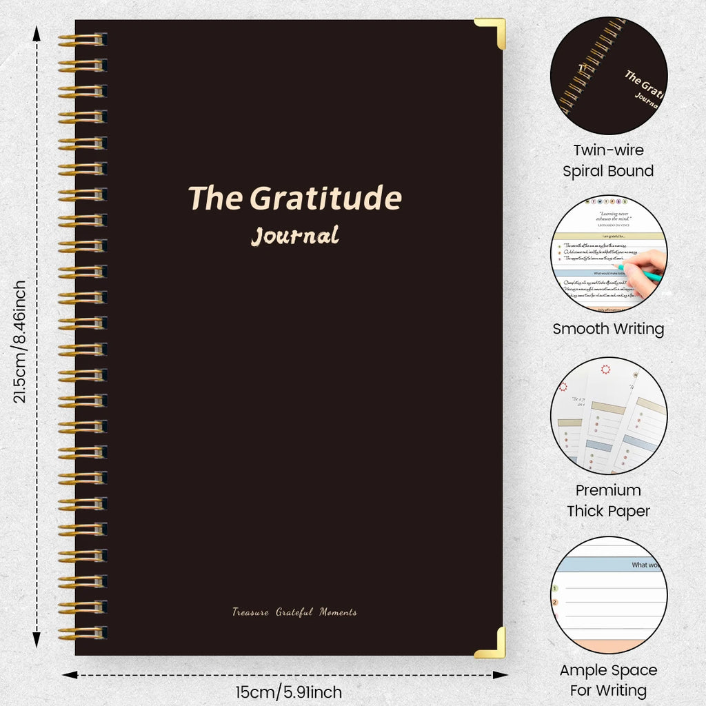 A5 Gratitude Journal – Mindfulness & Mood Tracker Spiral Notebook