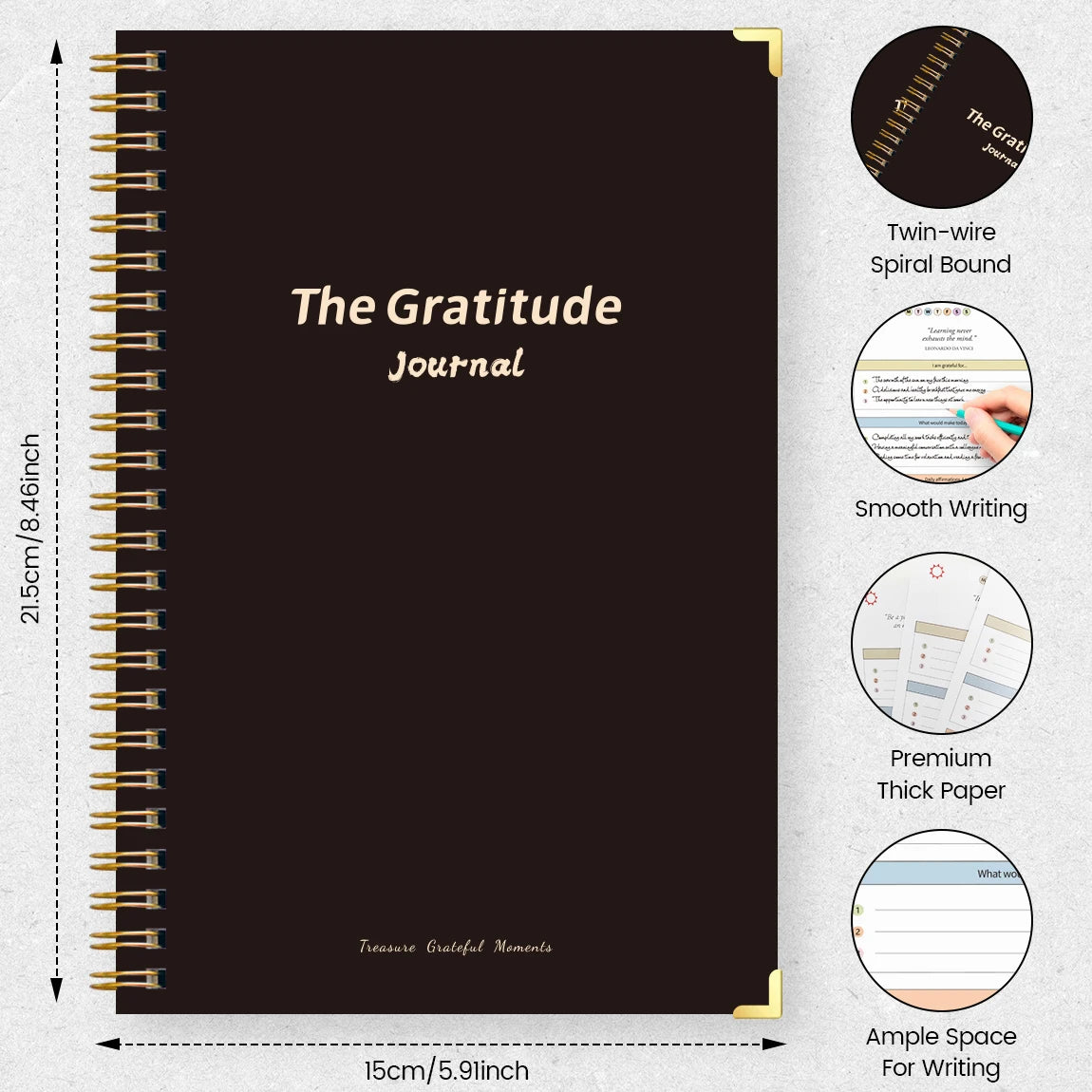 A5 Gratitude Journal – Mindfulness & Mood Tracker Spiral Notebook