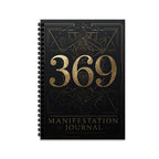 369 Manifestation Journal – Black & Gold Geometric Spiral Notebook