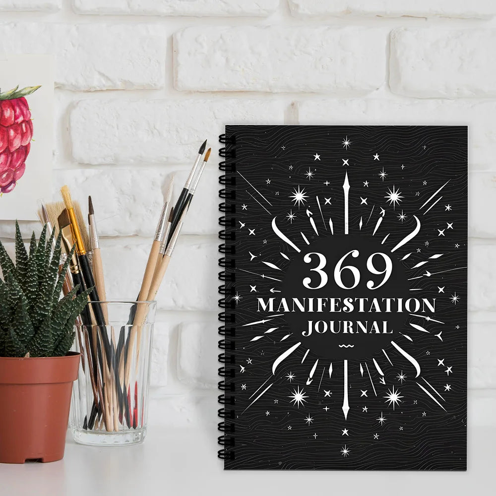 369 Manifestation Spiral Journal – Black & White Minimalist Notebook