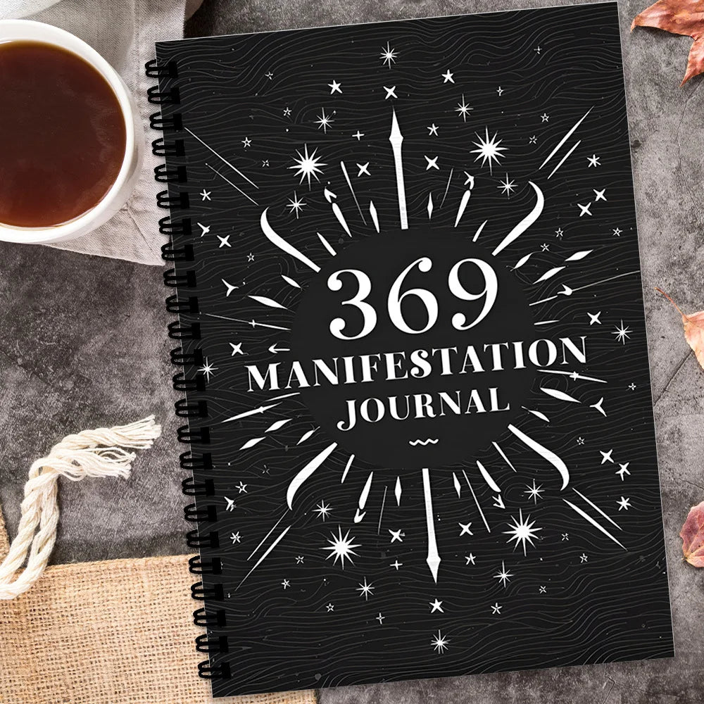 369 Manifestation Spiral Journal – Black & White Minimalist Notebook
